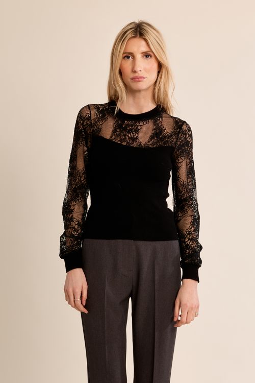 Top fantaisie en semi-transparence