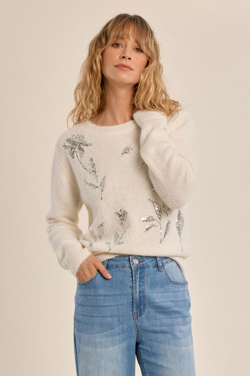 Rhinestone fluffy sweater