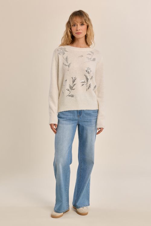 Rhinestone fluffy sweater