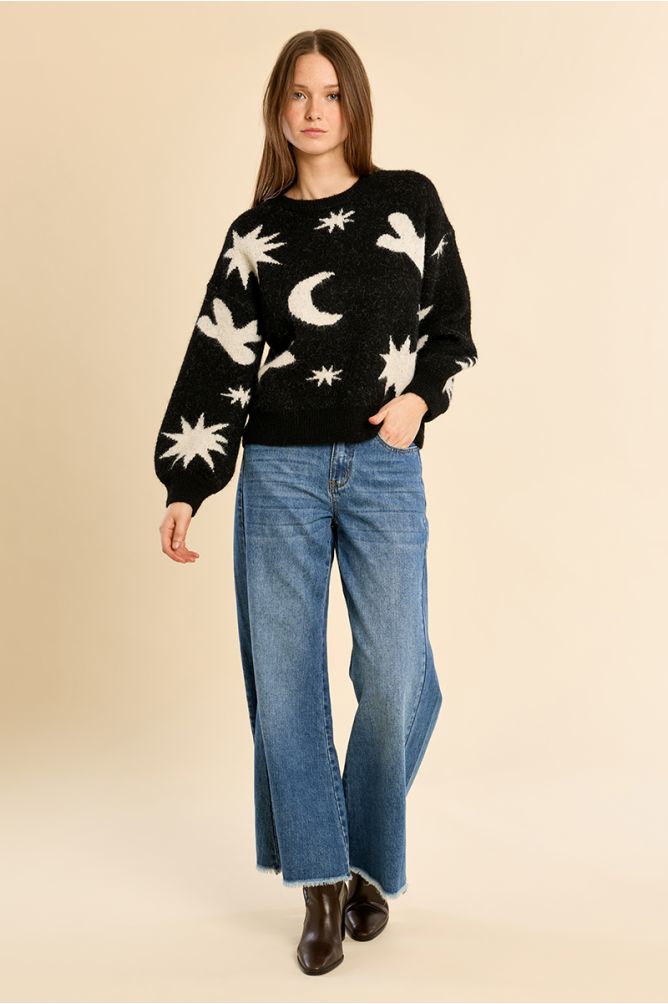 Pull en maille, motif étoilé