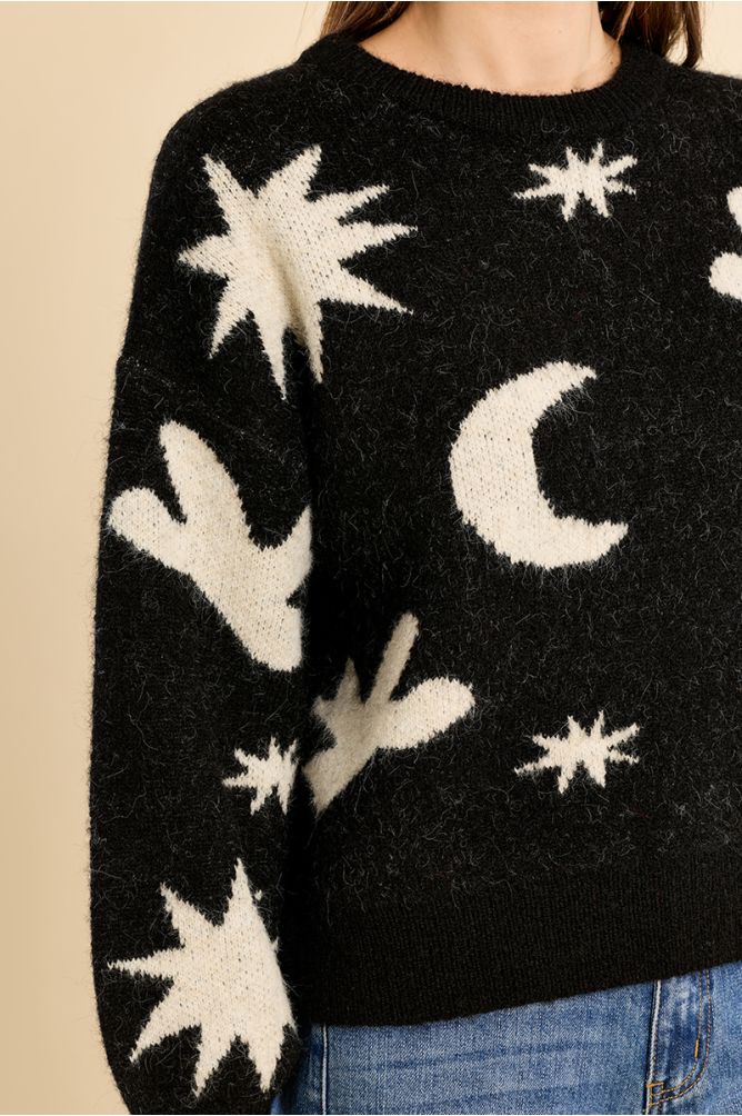 Pull en maille, motif étoilé