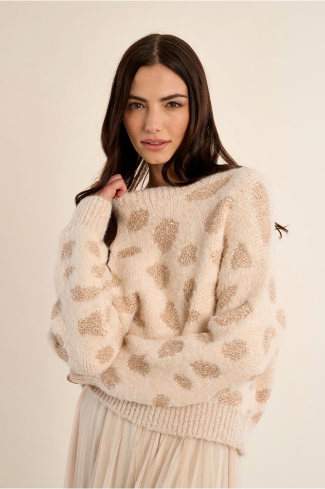 Iridescent knit leopard sweater