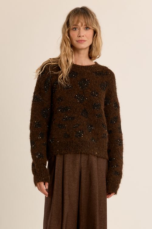 Pull léopard en maille irisée