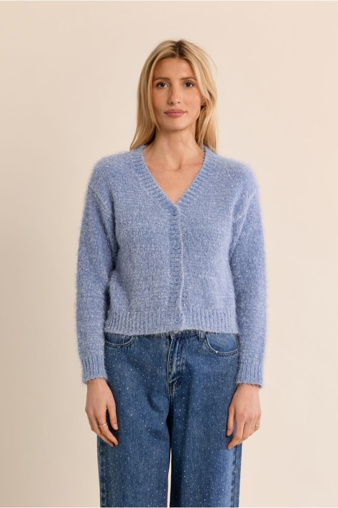 Cardigan crop en maille unie