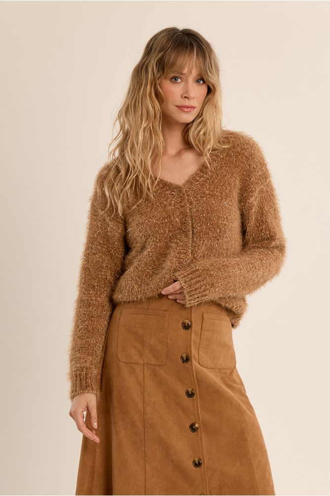 Plain knit crop cardigan