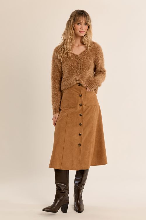Cardigan crop en maille unie