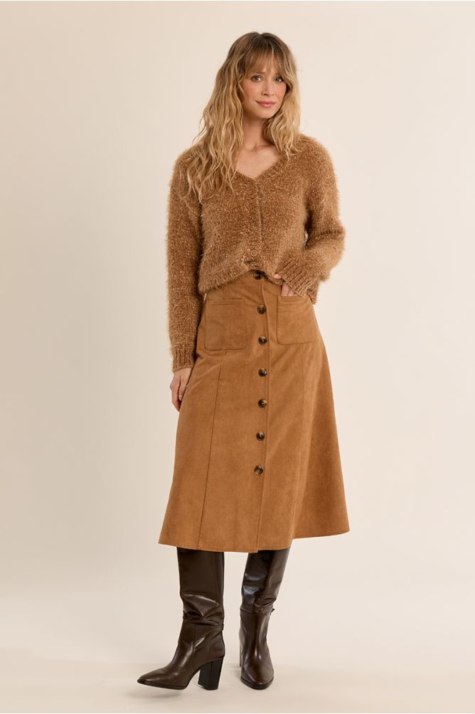 Cardigan crop en maille unie