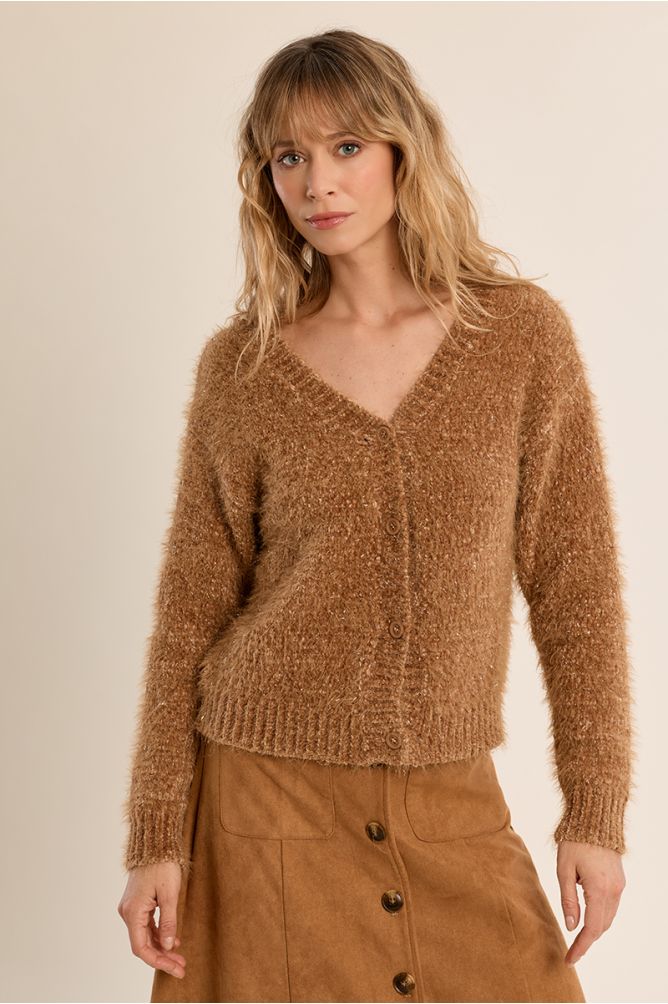 Plain knit crop cardigan