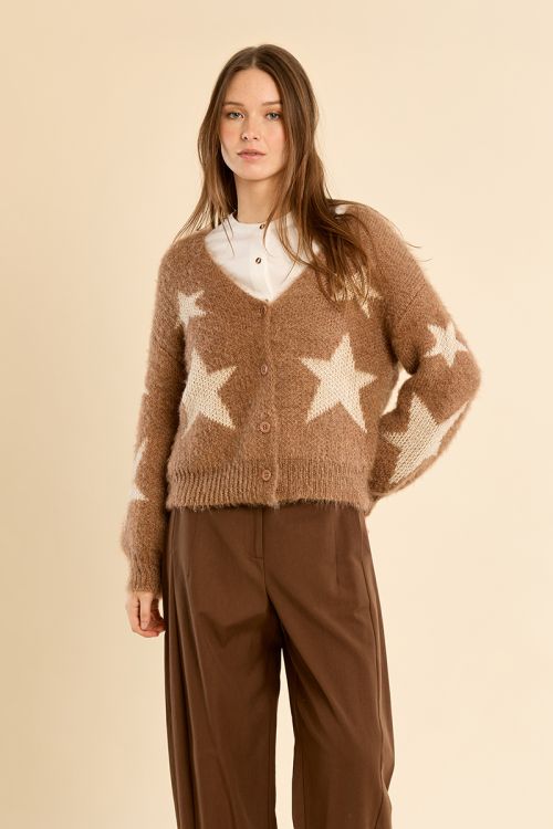 Cardigan manches ballon, motif étoile
