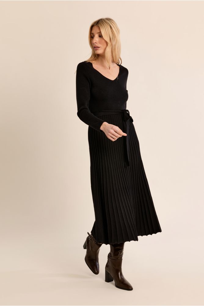 Robe longue plissée