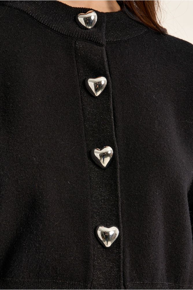 Cardigan, heart-shaped buttons