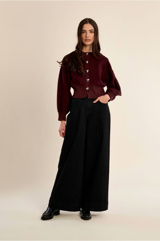 Cardigan, boutons en forme de cœur
