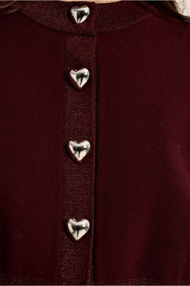 Cardigan, boutons en forme de cœur
