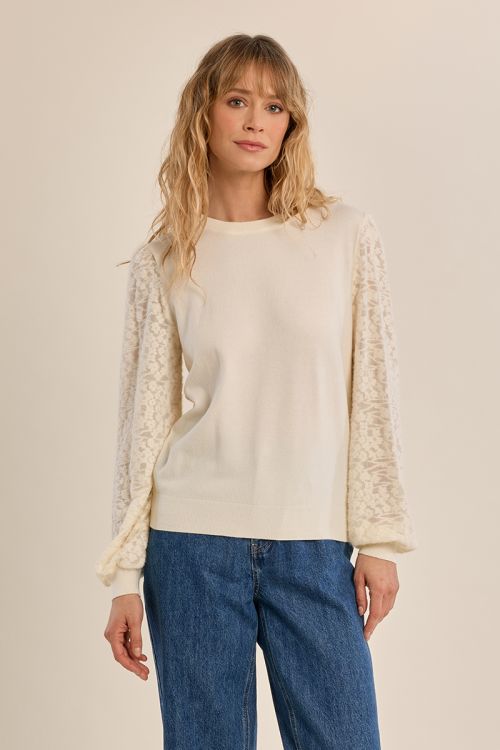 Pull en maille, manches fantaisie