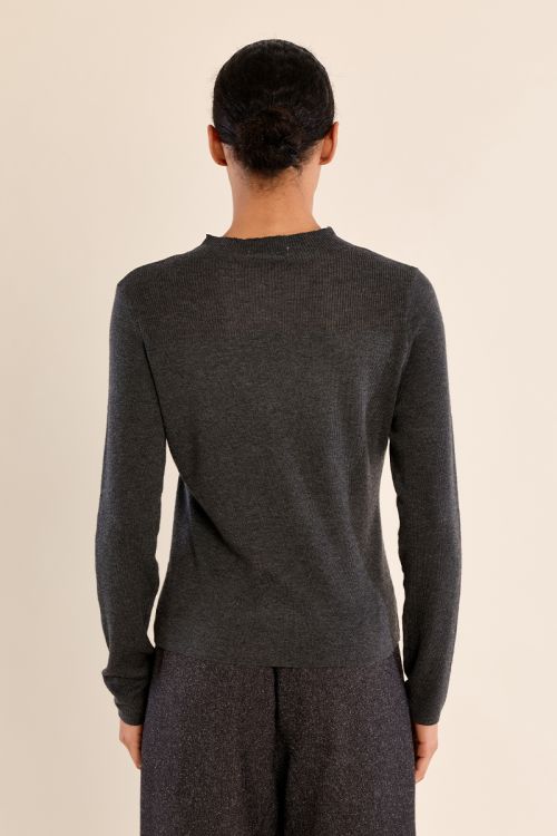 Top manches longues, col en semi-transparence