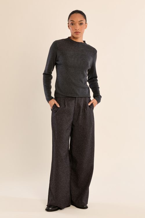 Top manches longues, col en semi-transparence