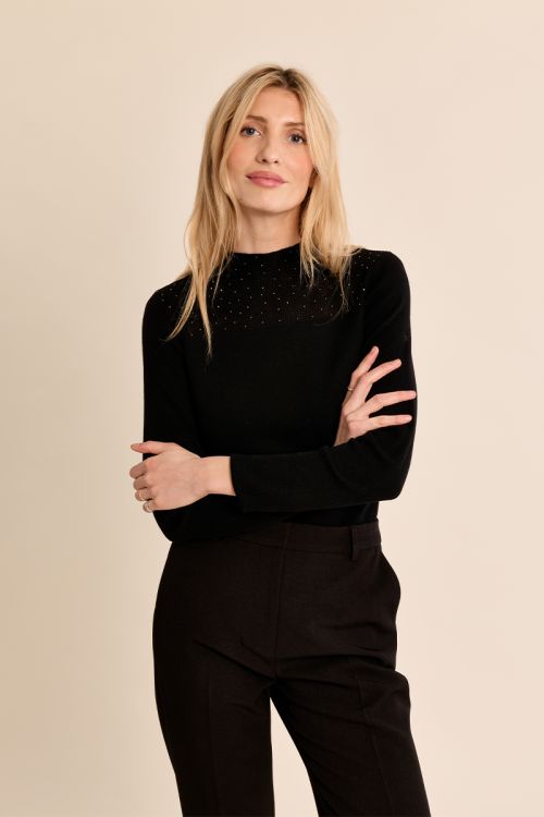 Top manches longues, col en semi-transparence