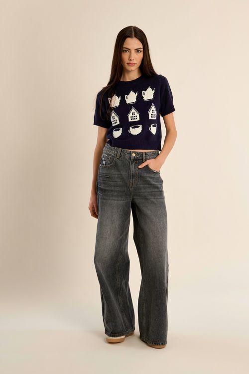 Pull en maille manches courtes
