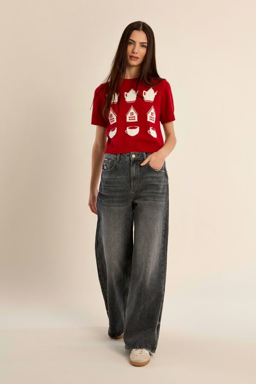 Pull en maille manches courtes