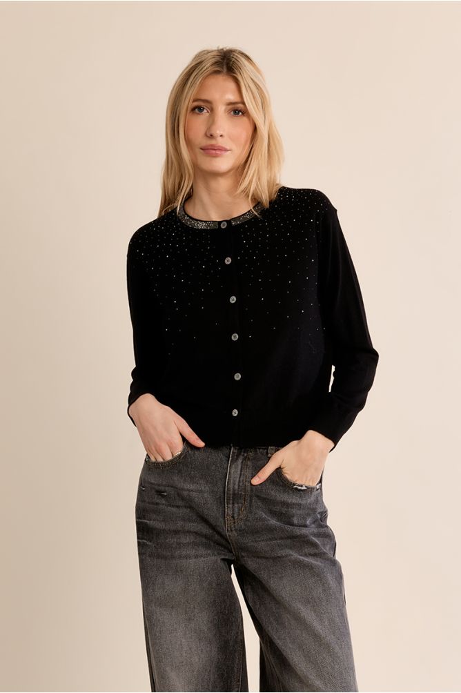 Cardigan parsemé de strass