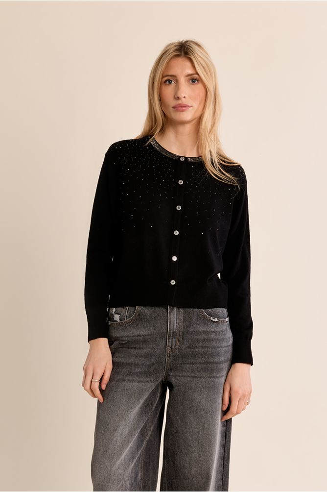 Cardigan parsemé de strass