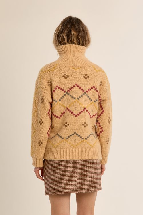 Pull en maille col roulé, à motif