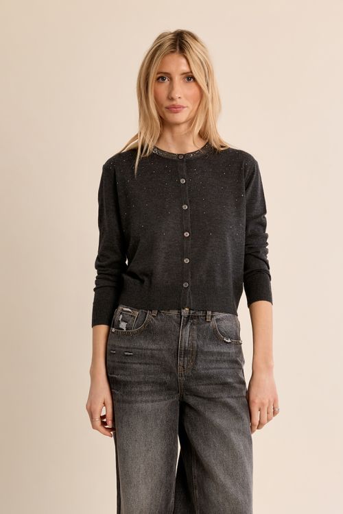 Cardigan studded with rhinestones