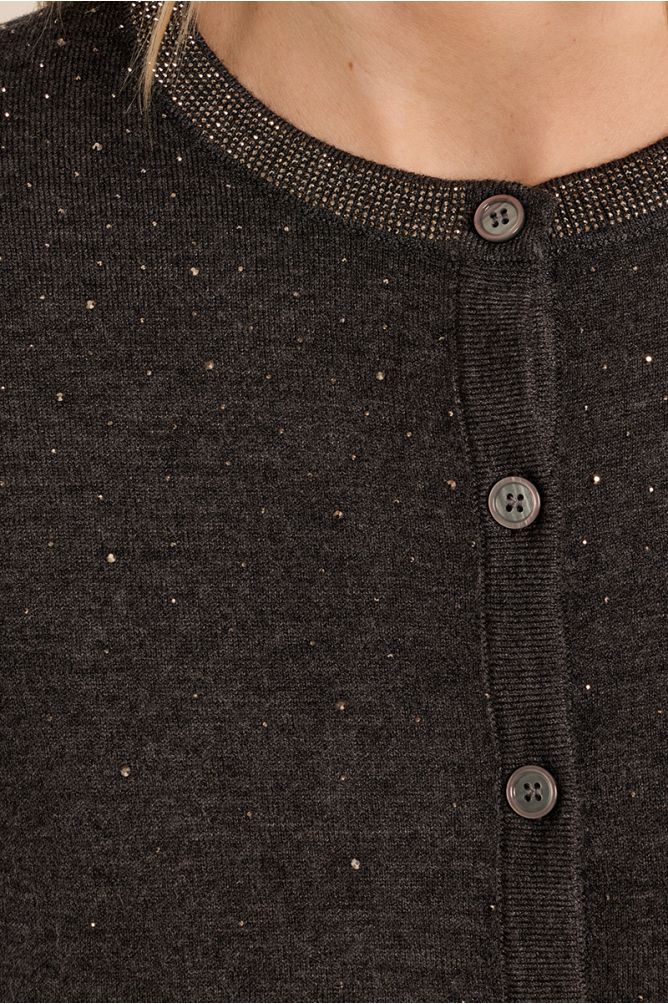 Cardigan studded with rhinestones