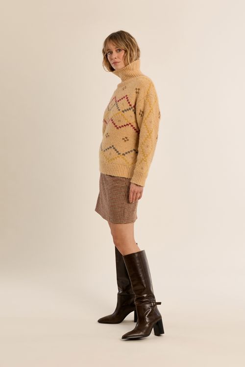 Pull en maille col roulé, à motif
