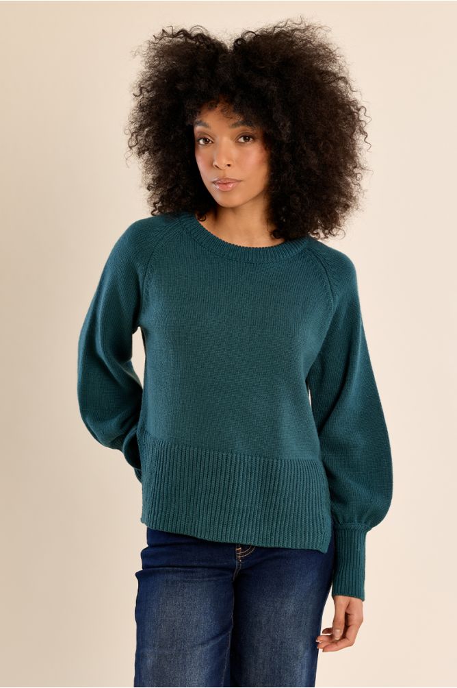 Pull en maille crop, manches ballons