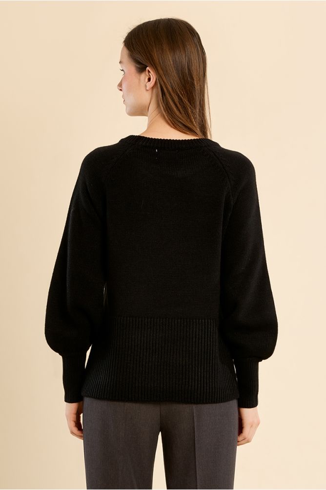 Pull en maille crop, manches ballons