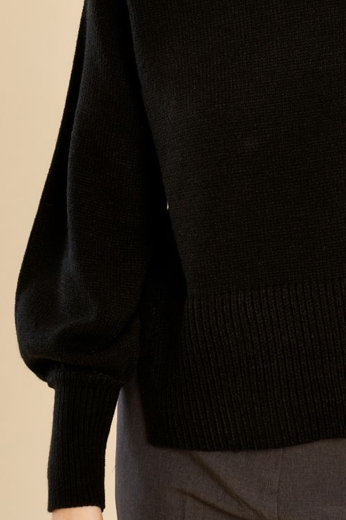 Crop-knit sweater, balloon sleeves