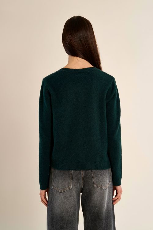Knitted cardigan with round neck