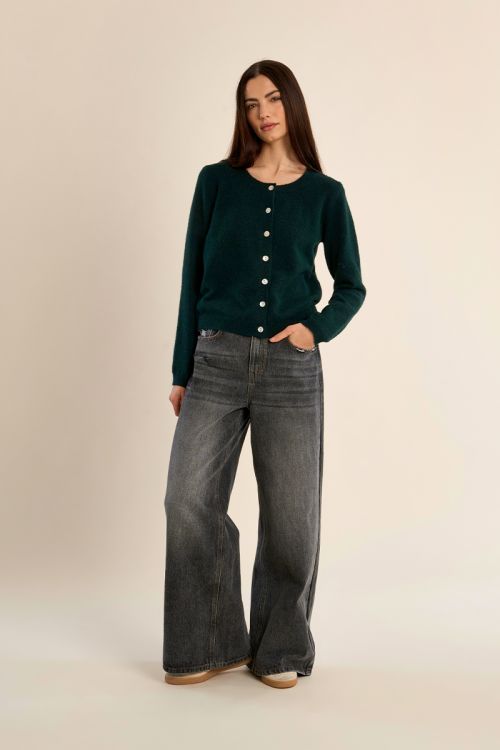 Knitted cardigan with round neck