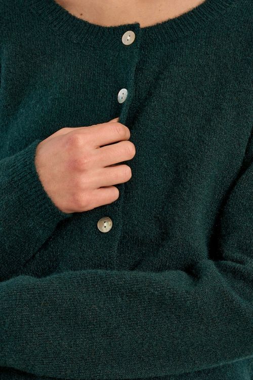 Knitted cardigan with round neck