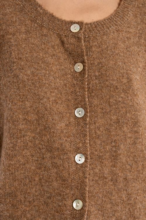 Knitted cardigan with round neck