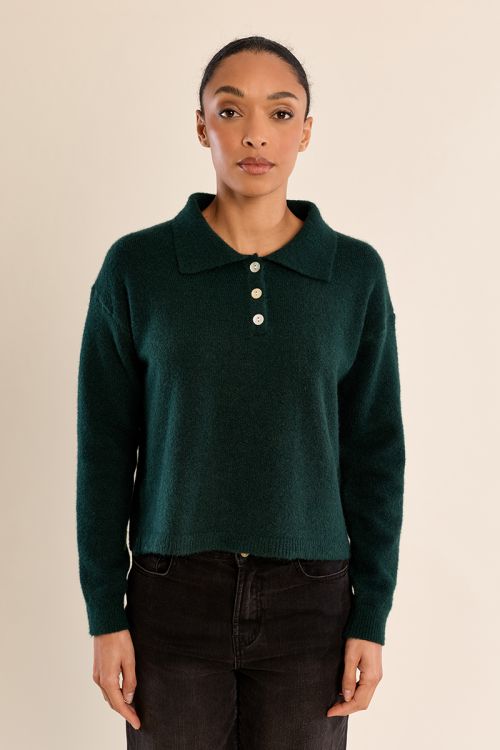 Jersey de manga larga y cuello solapa