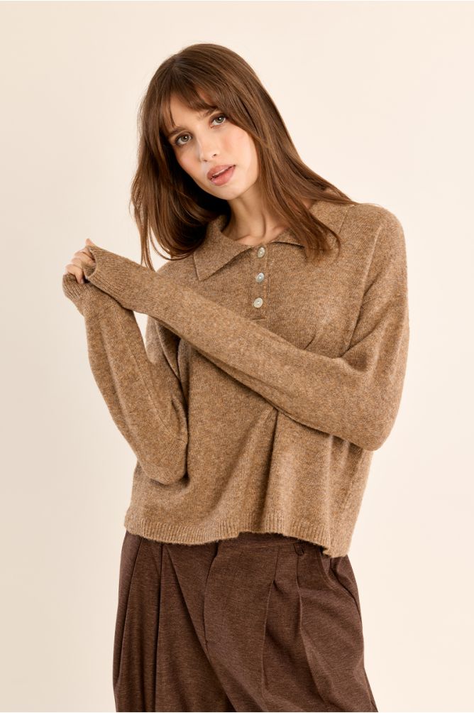 Pull en maille, col chemisier