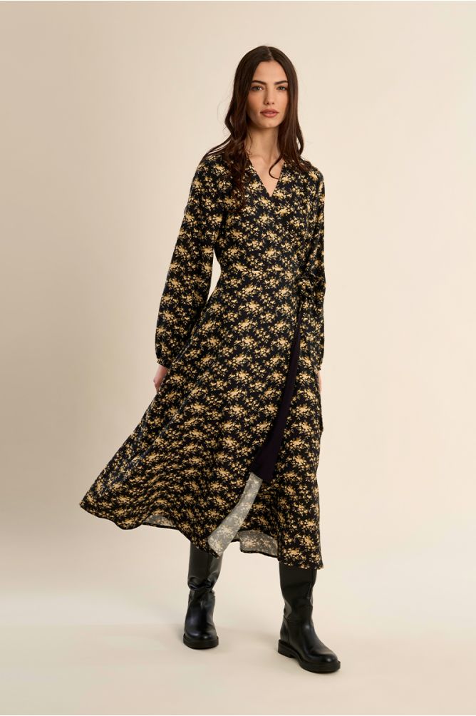 Robe longue portefeuille imprimé fleuri