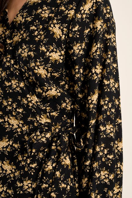 Robe longue portefeuille imprimé fleuri