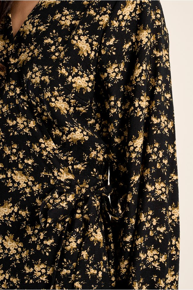 Robe longue portefeuille imprimé fleuri