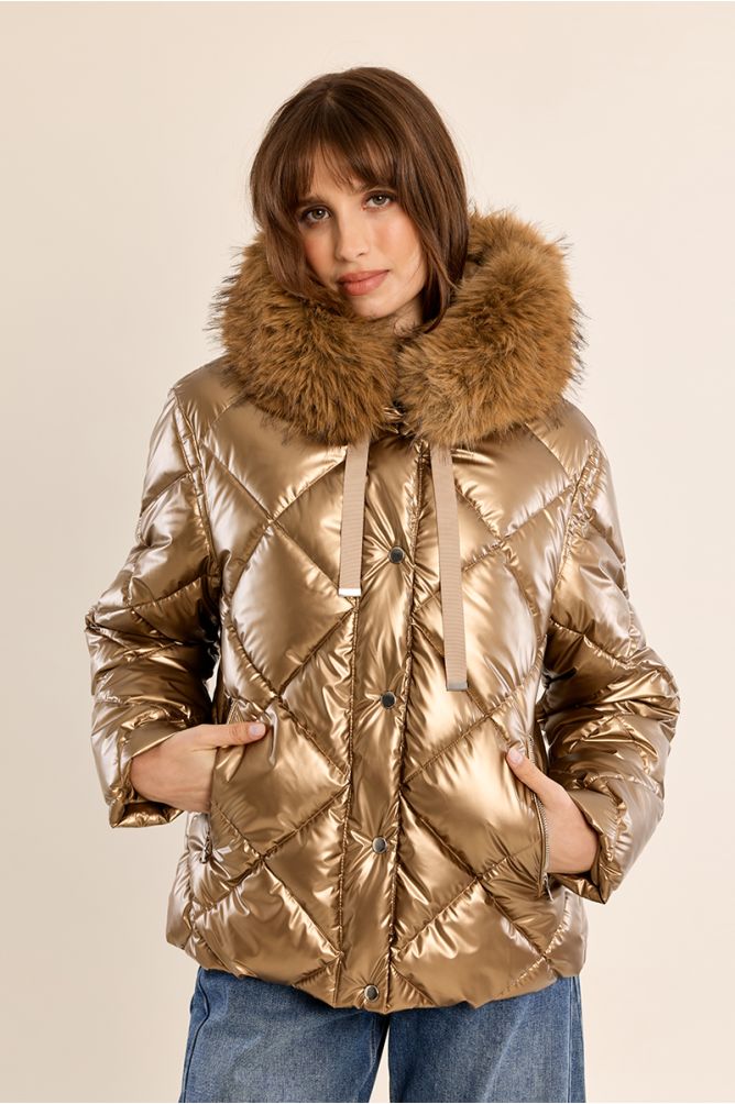 Quilted jacket with a hood