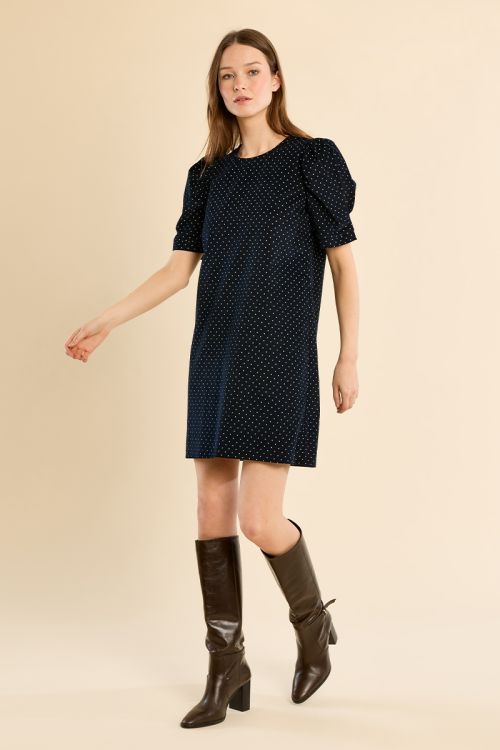 Robe courte à pois manches gigot