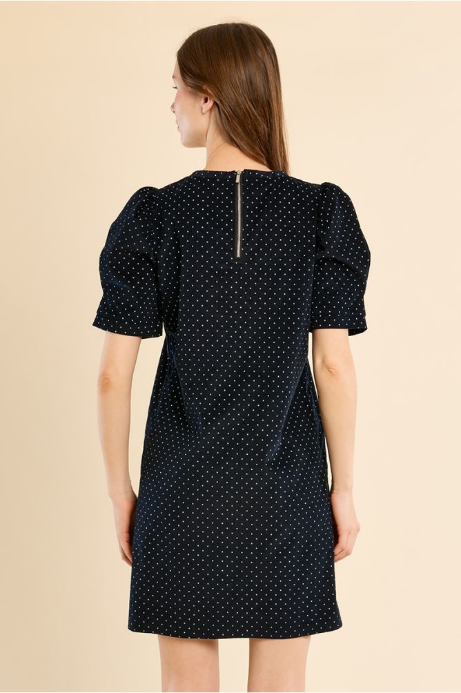 Short polka dot dress with leg of lamb sleeves