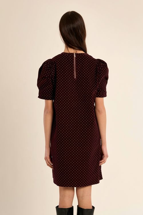 Vestido de manga corta abullonada motivo lunares