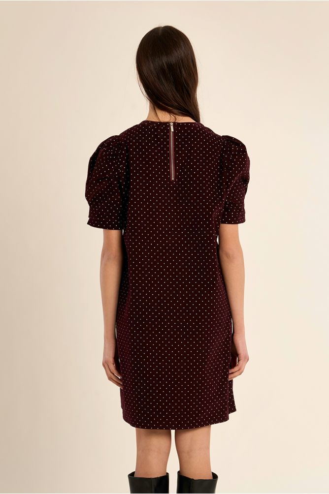 Vestido de manga corta abullonada motivo lunares