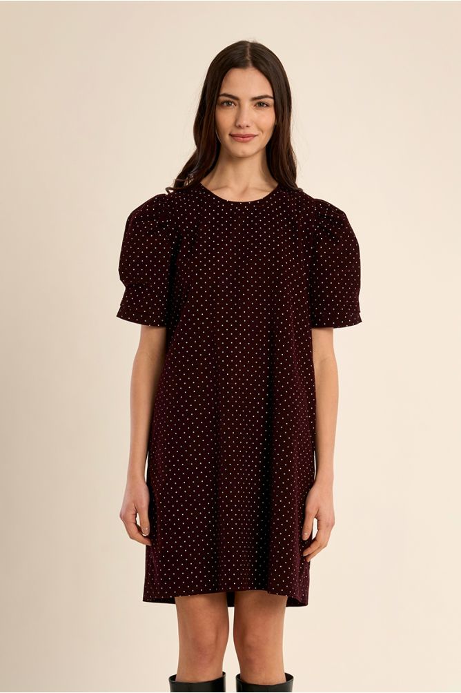 Robe courte à pois manches gigot