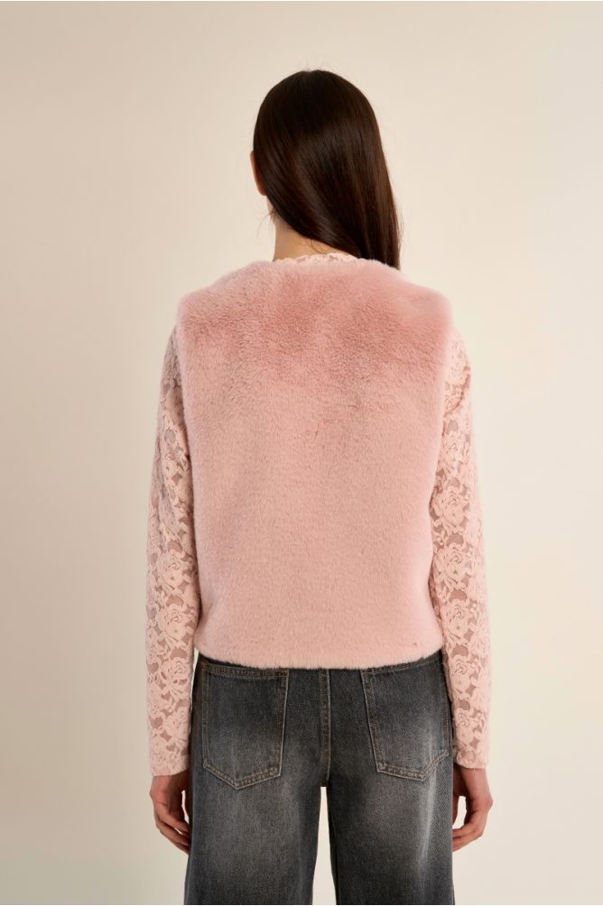 Sleeveless faux fur jacket