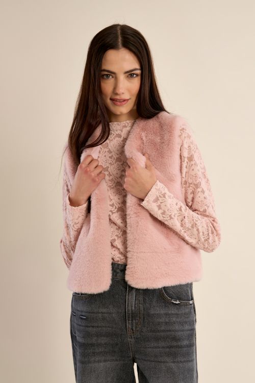 Veste sans manches en fausse fourrure