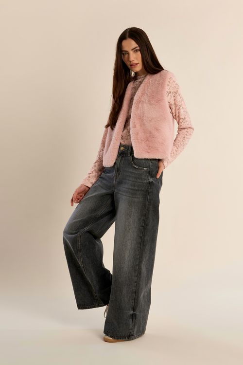 Veste sans manches en fausse fourrure
